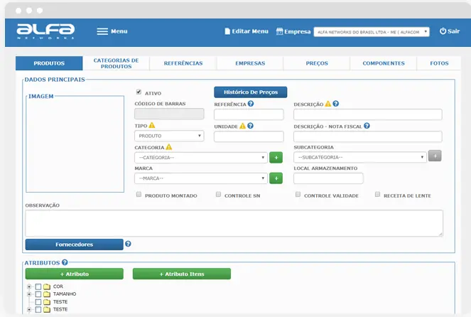 Sistema ERP da Alfa Networks - Mdulo Produto e Estoque