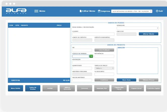 Sistema ERP da Alfa Networks - Mdulo Vendas