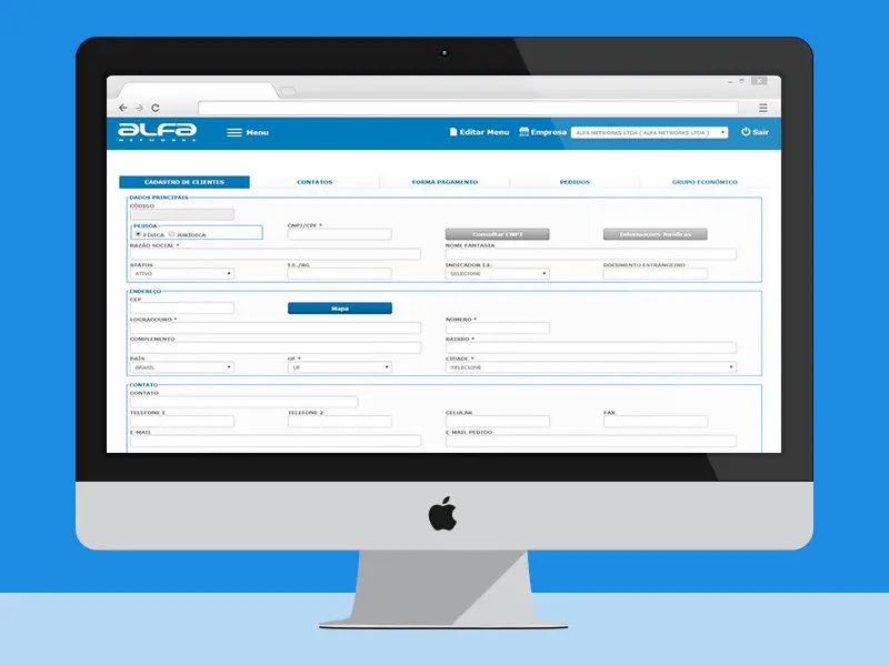 Novo Layout Sistema ERP: Cadastro de Cliente